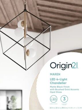 (NEW) Modern Black and Gold Geometric Pendant Light - Brand